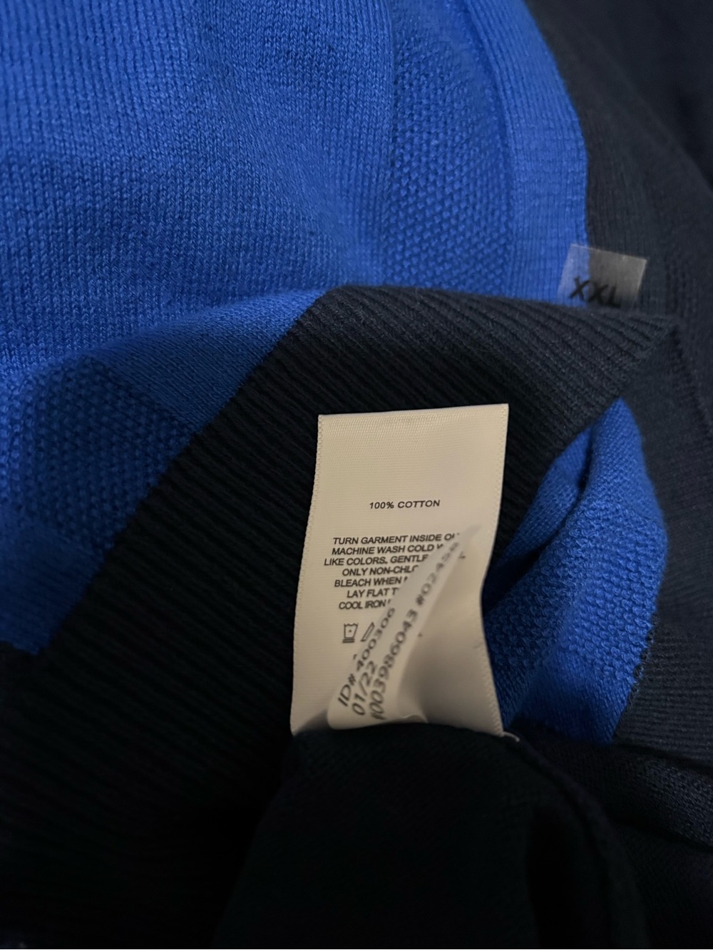 NEW Express Knit Color block Polo Shirt Mens XXL Blue Short Sleeve Button Up - Picture 7 of 7